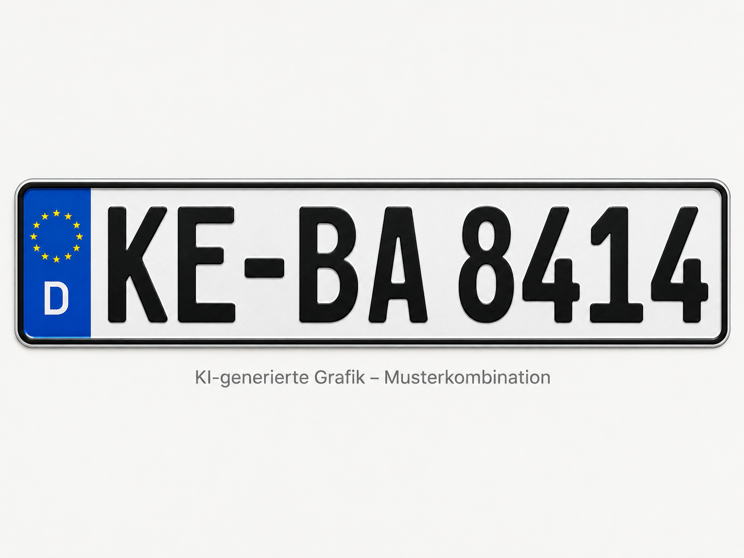 KI-generierte Musterabbildung eines deutschen Standardkennzeichens KE-BA 8414
